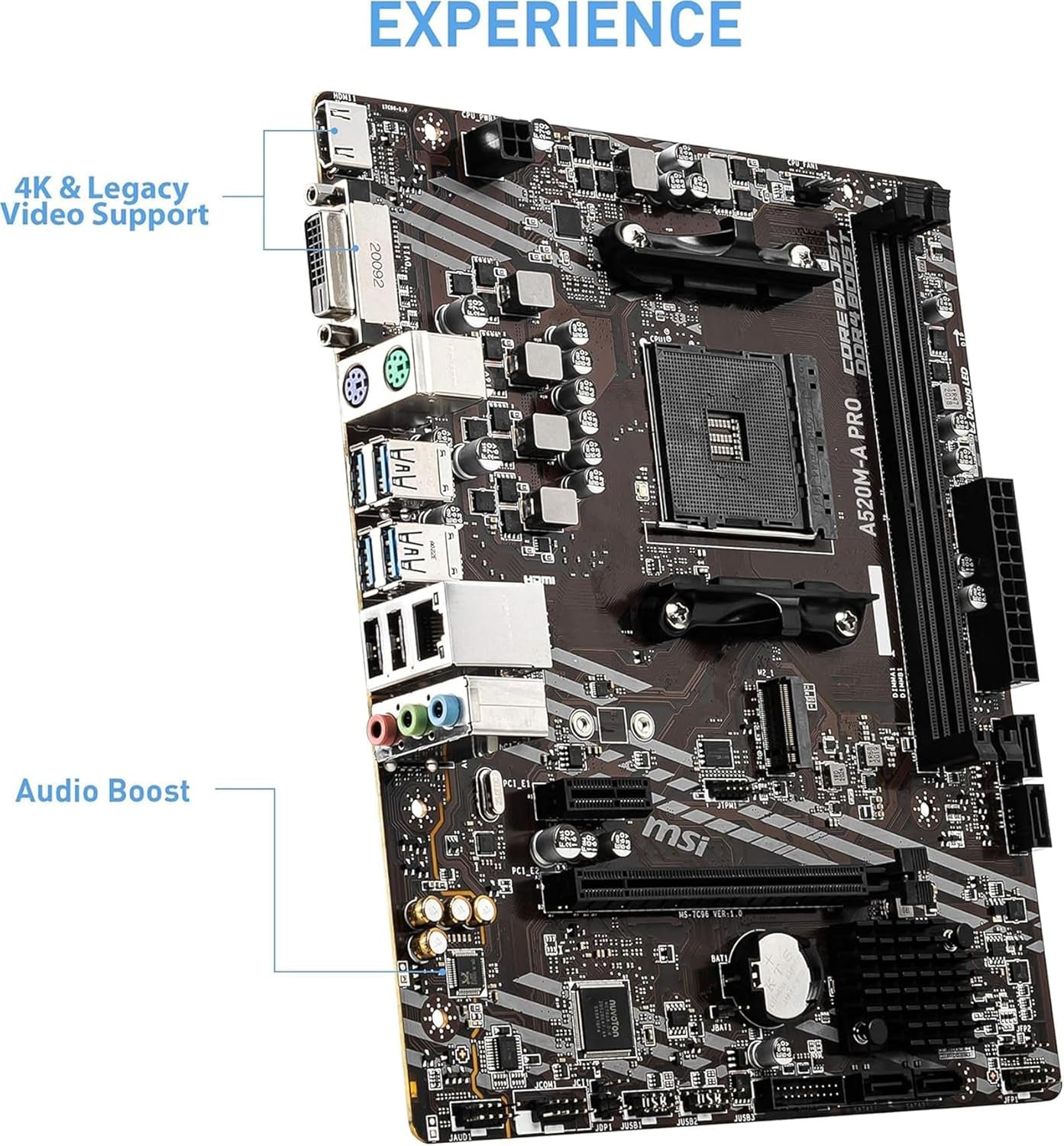 AMD Ryzen 5 4500 Unlocked Desktop Processor with MSI A520M-A PRO Gaming Motherboard (AMD AM4, DDR4, Pcie 4.0, Micro-Atx),