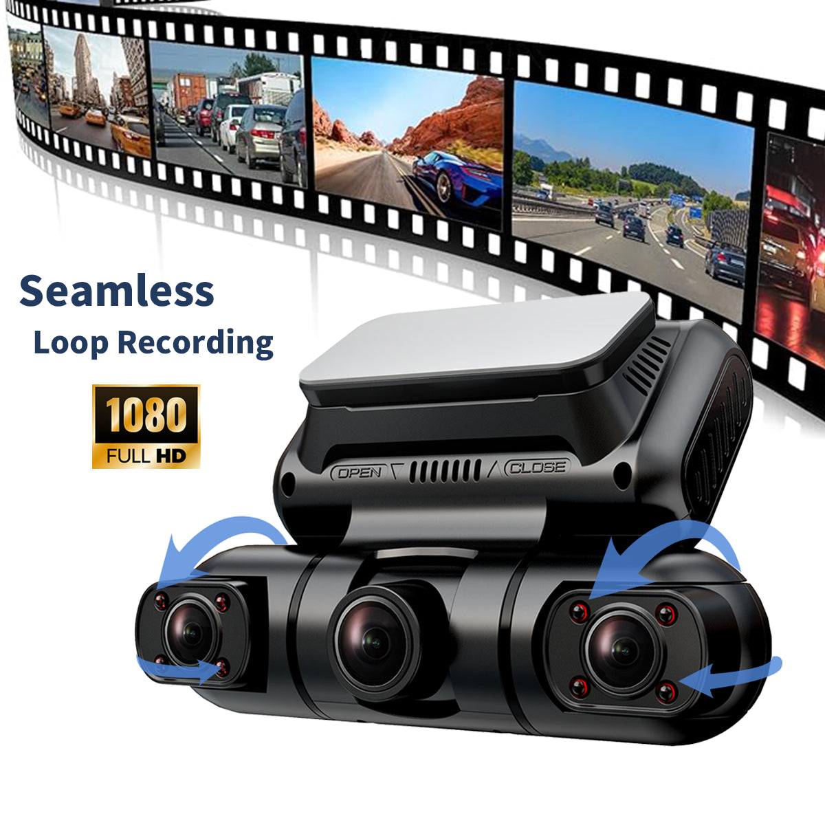 Hainatech 360 Degree View 4 Channel Dash Cam Front and Rear inside Left Right, Dash Camera for Cars, Built-In GPS Wifi Night Vision, 24 7 Recording Parking Mode Monitor, Free 128G Card
