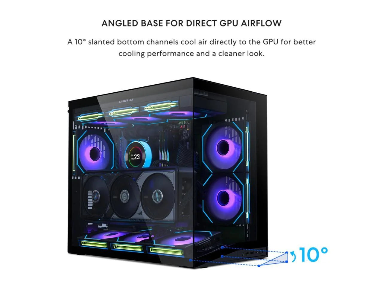 LIAN LI O11D MINI V2 Flow | Compact ATX Mid-Tower Airflow Computer Case | Panoramic View | High-Performance Airflow | Includes 5 X 120Mm Reverse Blade Fans | Cable Management | Black (O11DMIV2FX)