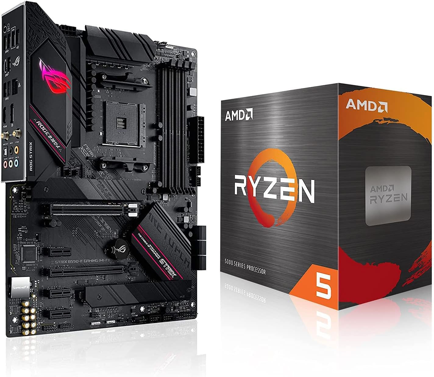 AMD Ryzen 5 5600X 6-Core Desktop Processor Bundle with ASUS ROG Strix B550-F Gaming Motherboard and Wraith Stealth Cooler, Up to 4.6GHz, PCIe 4.0, 2.5Gb LAN
